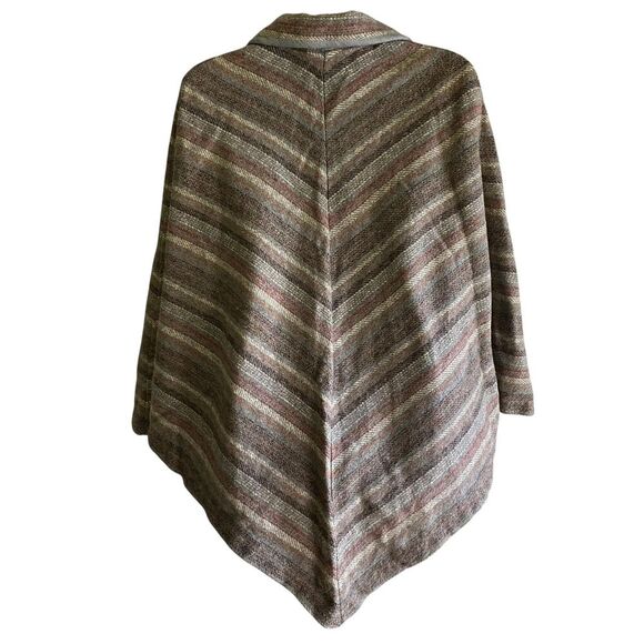 Vintage NPC Fashions Poncho Womens One Size Hooded Wool Striped Made USA 70s - Picture 6 of 7